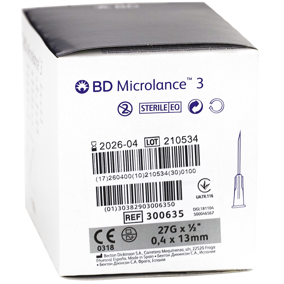 BD Microlance 3 injectienaalden, 27G x 1/2″, 0.4mm x 13mm, grijs (100)