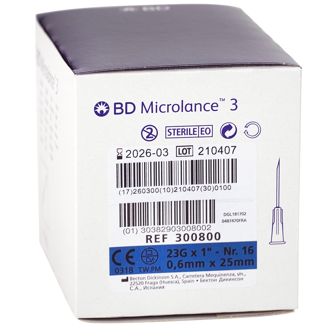 BD Microlance 3 injectienaalden, 23G x 1", 0,6x25mm, blauw (100)