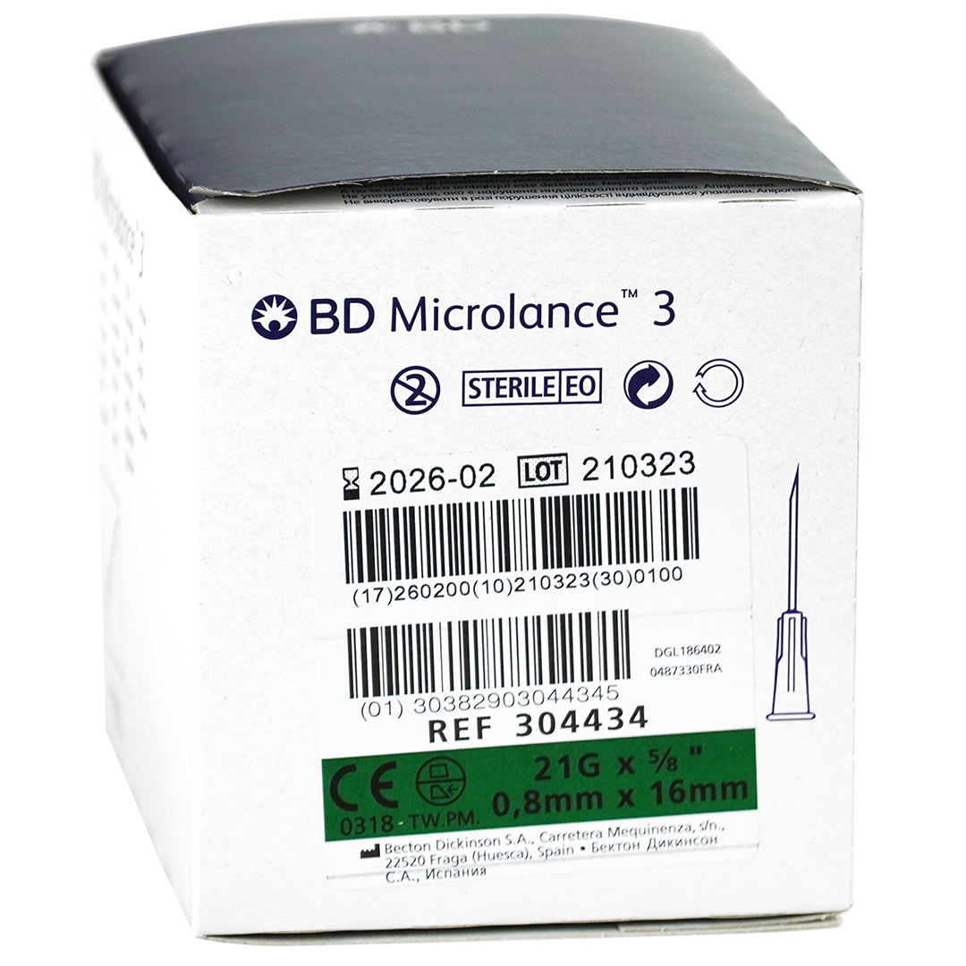 BD Microlance 3 injectienaalden, 21G x 5/8″, 0.8mm x 16mm, groen (100)
