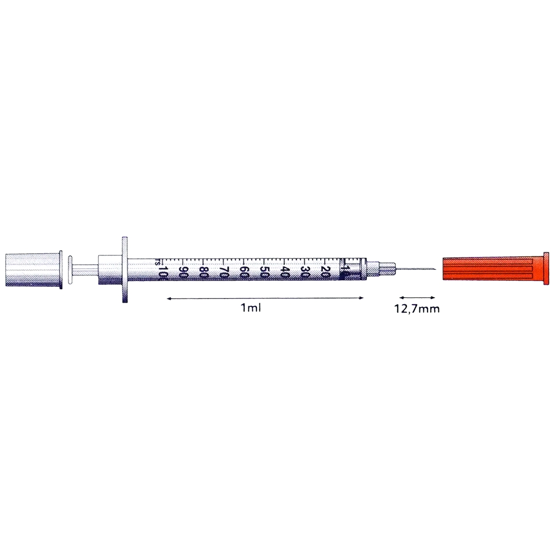BD Microfine insulinespuit 1ml naald 0,33x12,7mm U100 (100)
