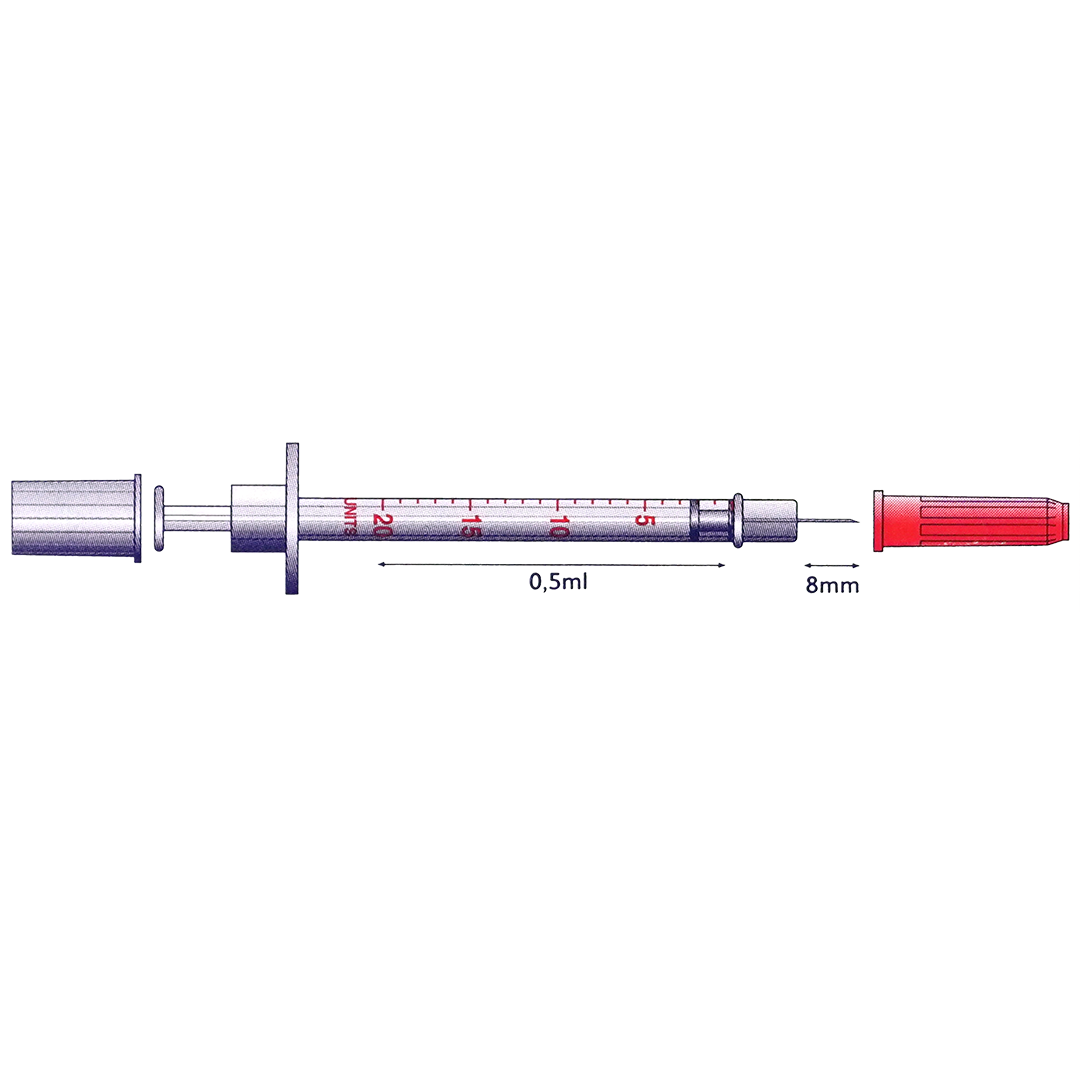 BD Microfine Insulinespuit 0,5ml + naald 0,30x8mm (100)