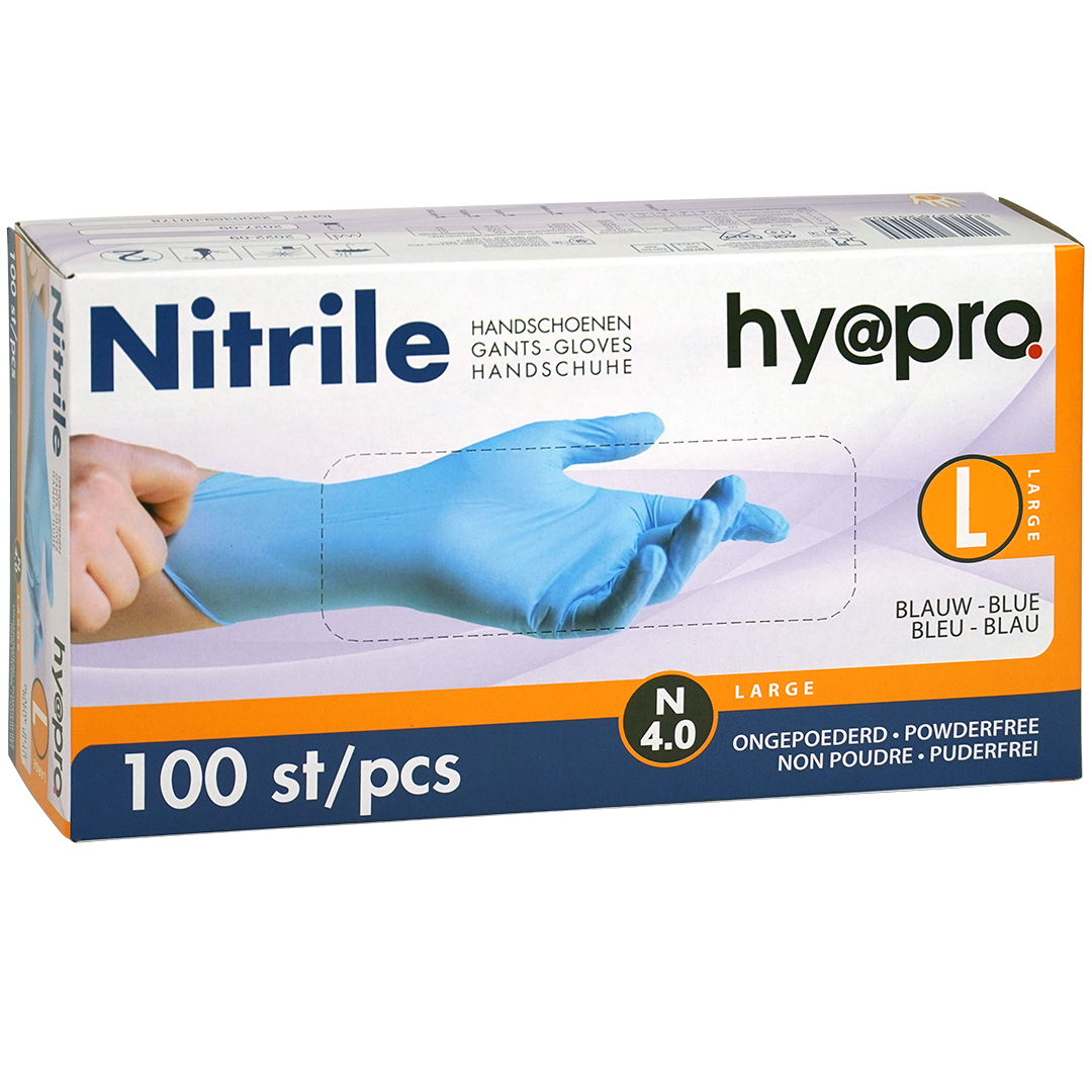 Hy@pro N4.0 nitril handschoenen, L, blauw (100)