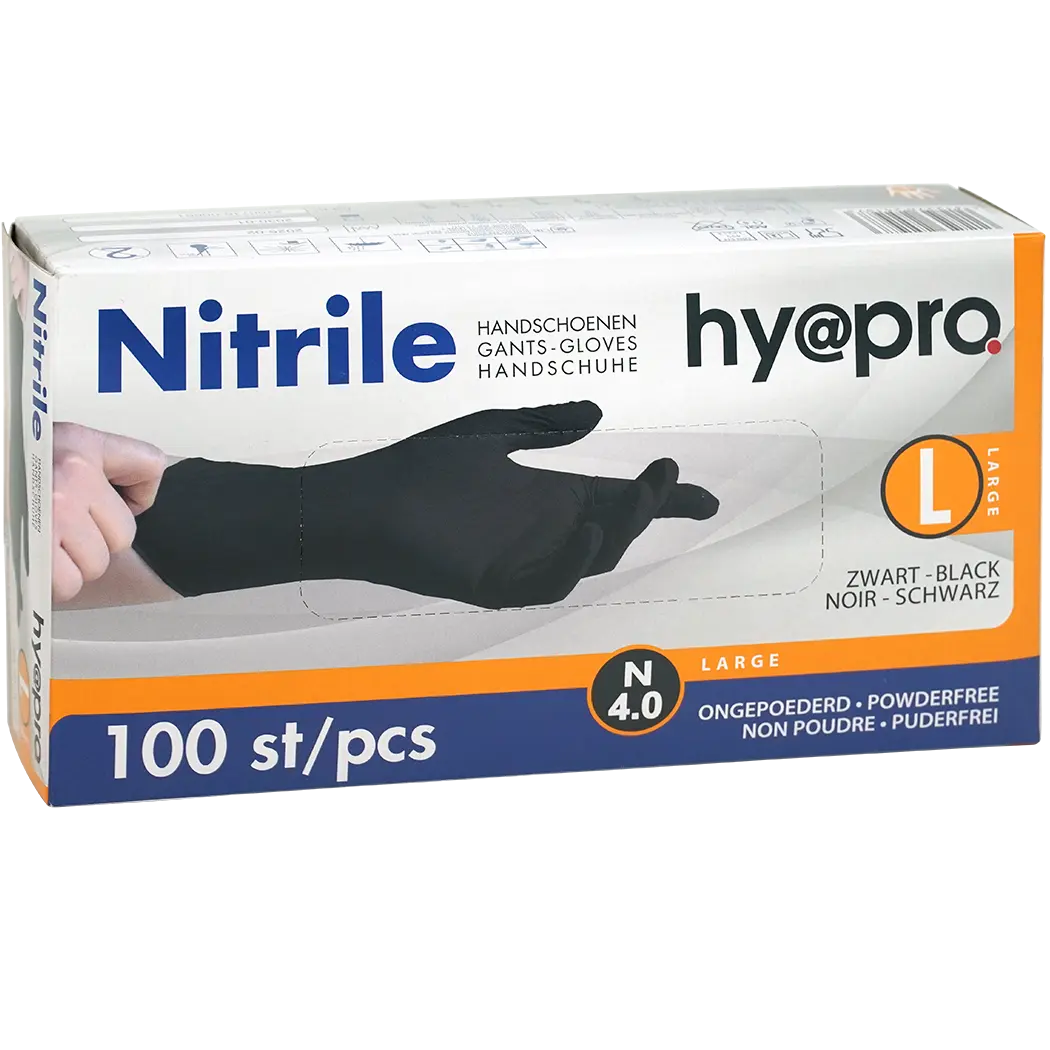 Hy@pro N4.0 nitril handschoenen, L, zwart (100)