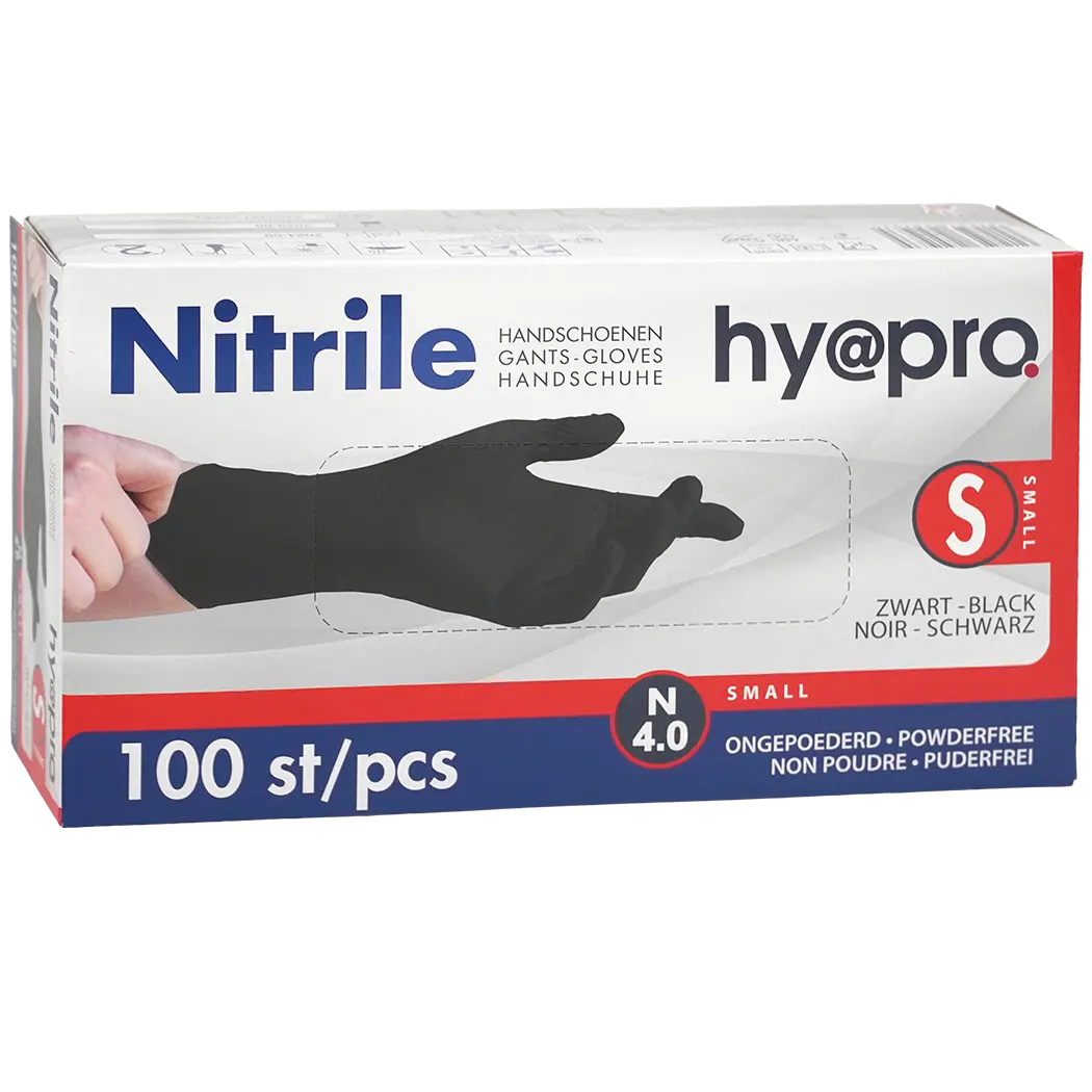 Hy@pro N4.0 nitril handschoenen, S, zwart (100)