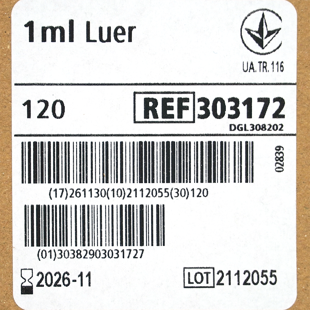 BD Plastipak Tuberculine injectiespuiten, 1 ml, Luer-Slip (120)