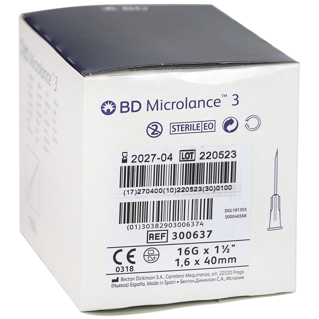 BD Microlance 3 injectienaalden, 16G x 1 1/2″, 1.6mm x 40mm, wit (100)