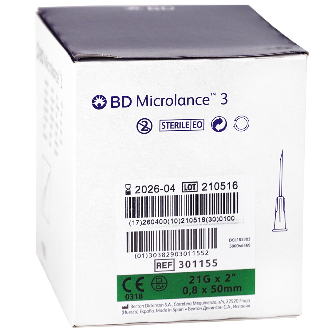 BD Microlance 3 injectienaalden, 21G x 2″, 0.8mm x 50mm, groen (100)
