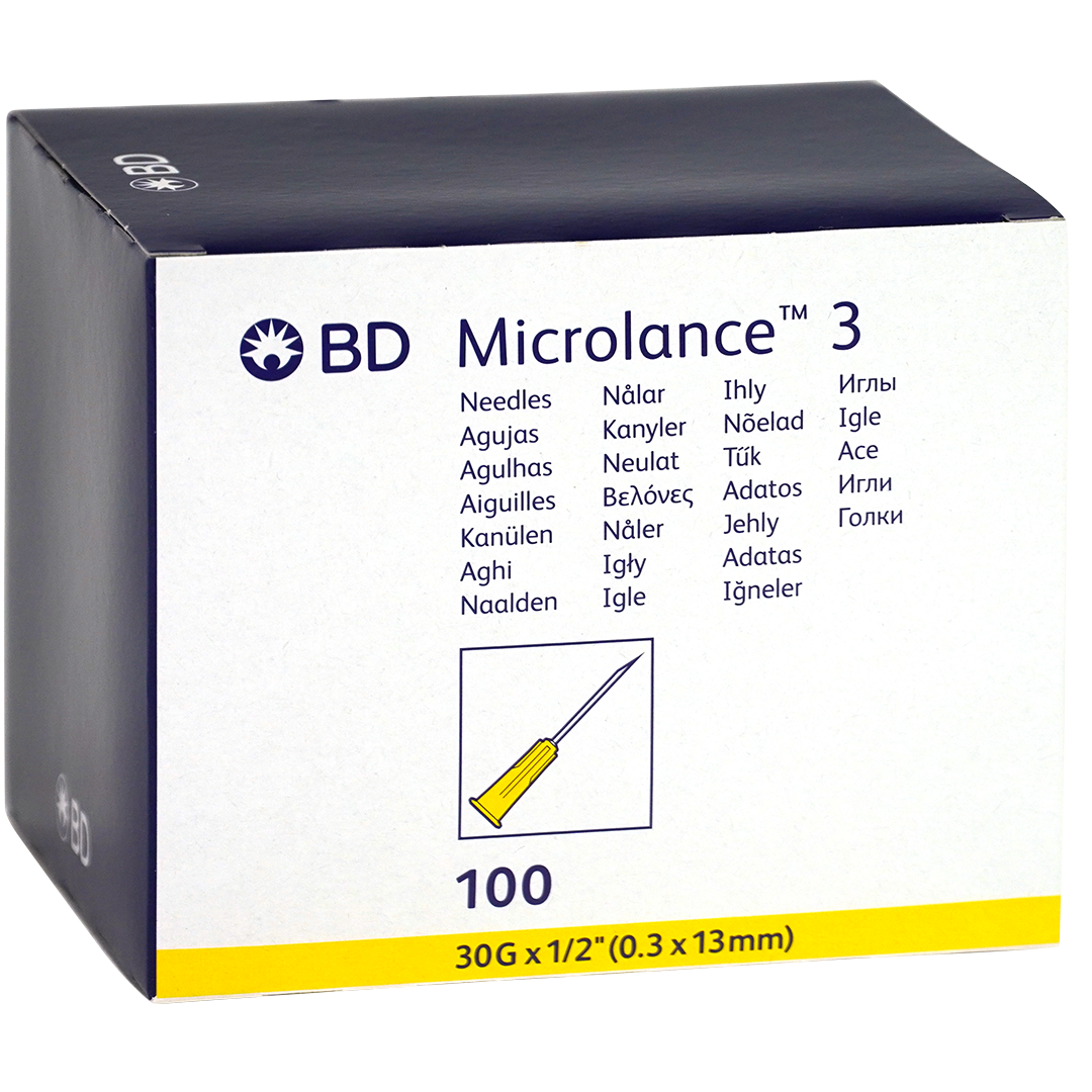 BD Microlance 3 injectienaalden, 30G x ½”, 0.3mm x 13mm, geel (100)