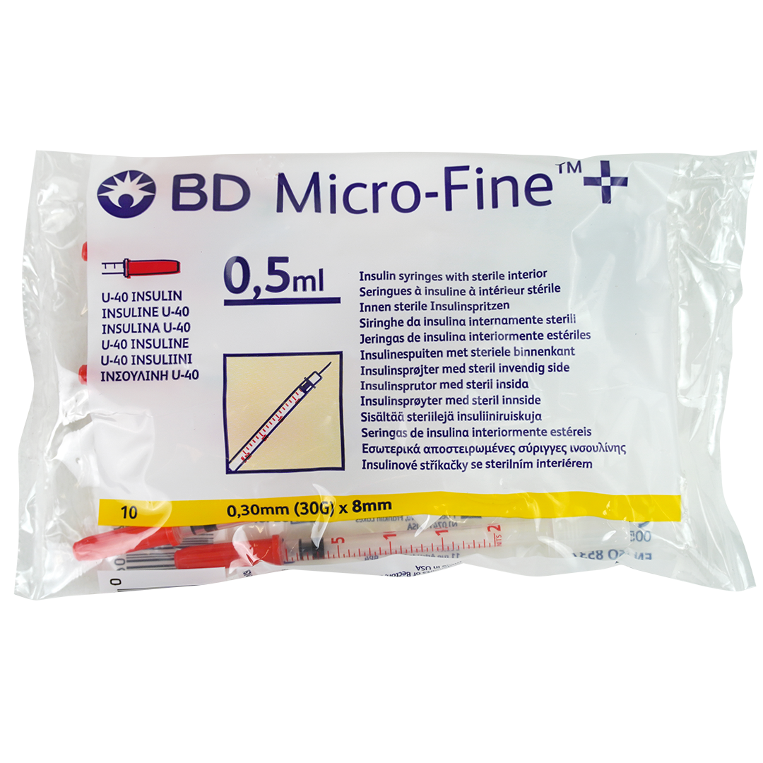 BD Microfine Insulinespuit 0,5ml + naald 0,30x8mm (100)