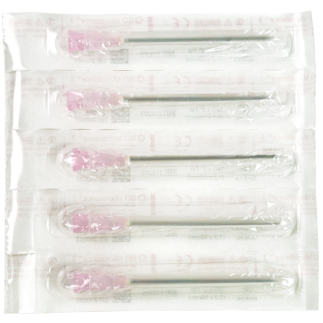BD Microlance 3 injectienaalden, 18G x 2″, 1.2mm x 50mm, roze (100)