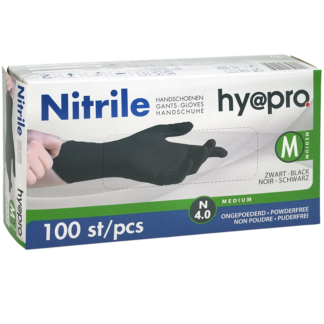 Hy@pro N4.0 nitril handschoenen, M, zwart (100)