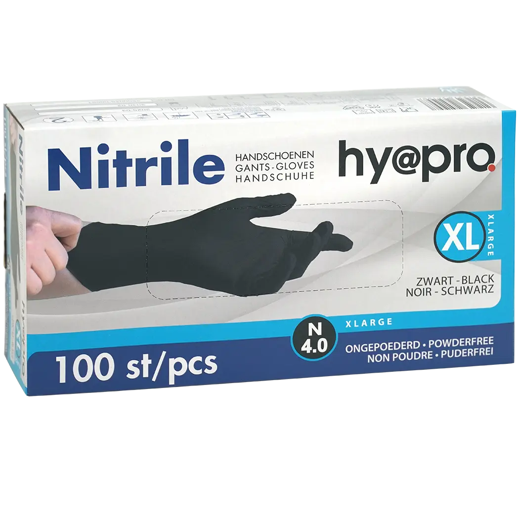 Hy@pro N4.0 nitril handschoenen, XL, zwart (100)